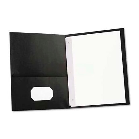 Universal Two-Pocket Portfolios w/Tang Fasteners, 11 x 8-1/2, Black, 25/Box UNV57114***